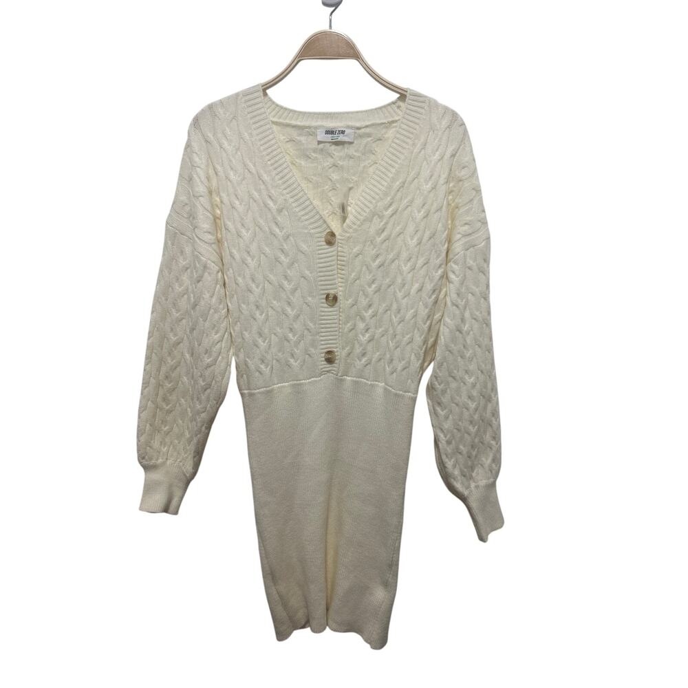 Double Zero Cozy Cream Nylon Blend Comfort Stretch Sweater Dress Large NWOT